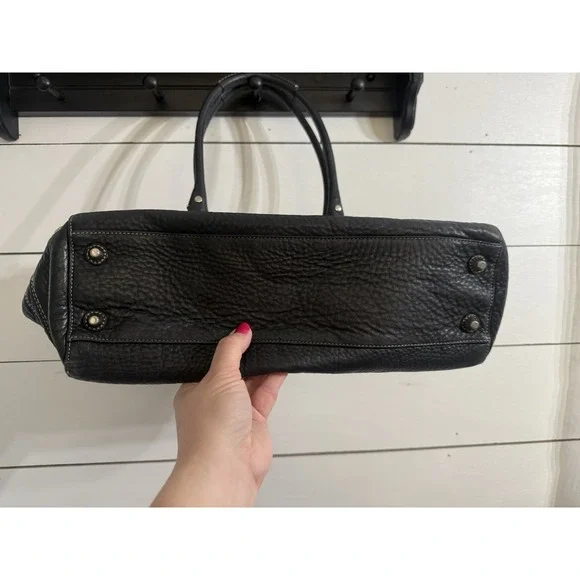 Coach Hampton F13087 Braided Trim Tassle Black‎ Pebble Leather